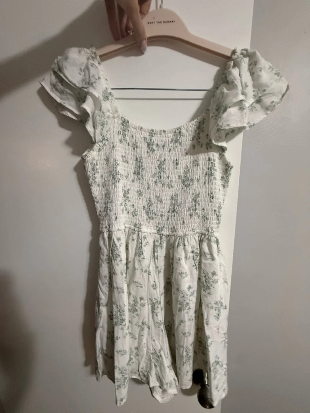 Hollister White Dress with Sage Green Floral Print - Picture 2 of 5